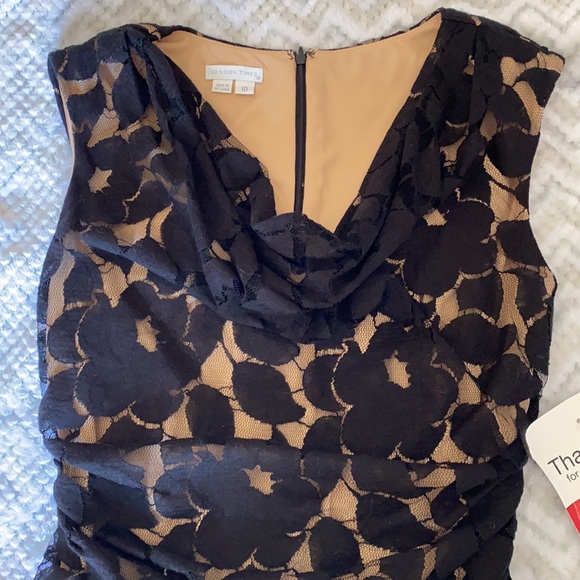 London times dress. NWT. Paid $159.99. Nude/black lace. Knee length. Size 10 - Picture 5 of 5